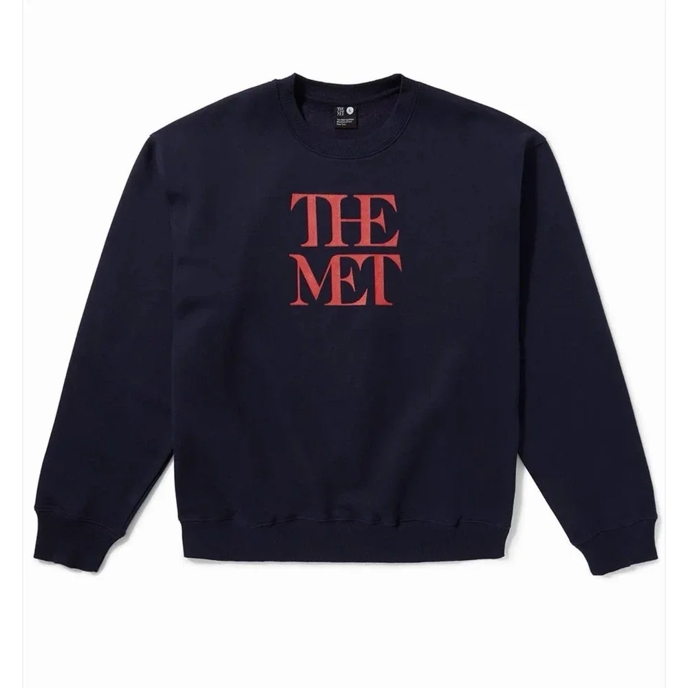 The Met Metropolitan Museum of Art Blue Red Crewneck Sweater New York Artsy Crew